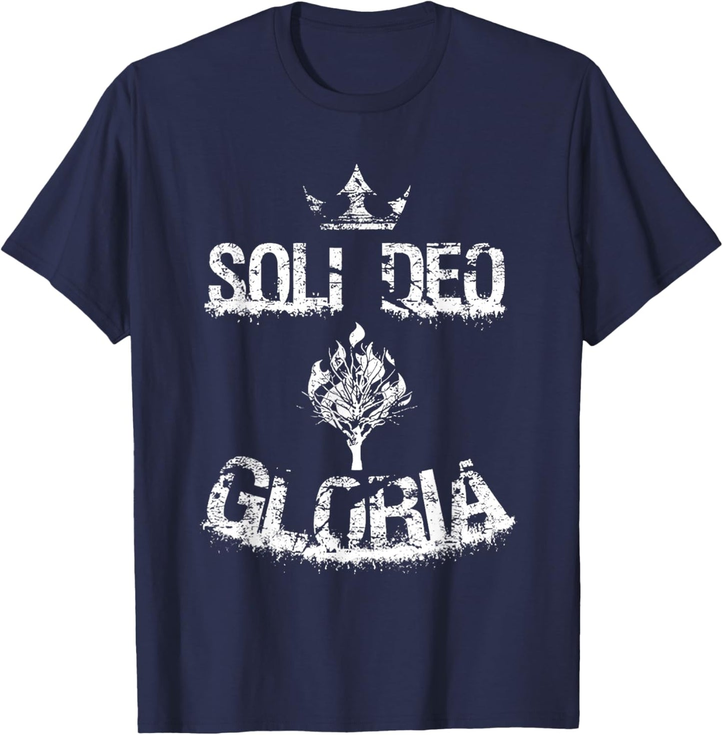 Soli Deo Gloria Reformed Theology Five Solas Christian Art T-Shirt - T-Shirt | Navy