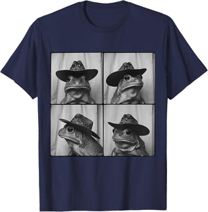 Frog in Cowboy Hat Funny Animal Photobooth Frog Boys Kids T-Shirt - T-Shirt | Navy