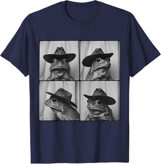 Frog in Cowboy Hat Funny Animal Photobooth Frog Boys Kids T-Shirt - T-Shirt | Navy
