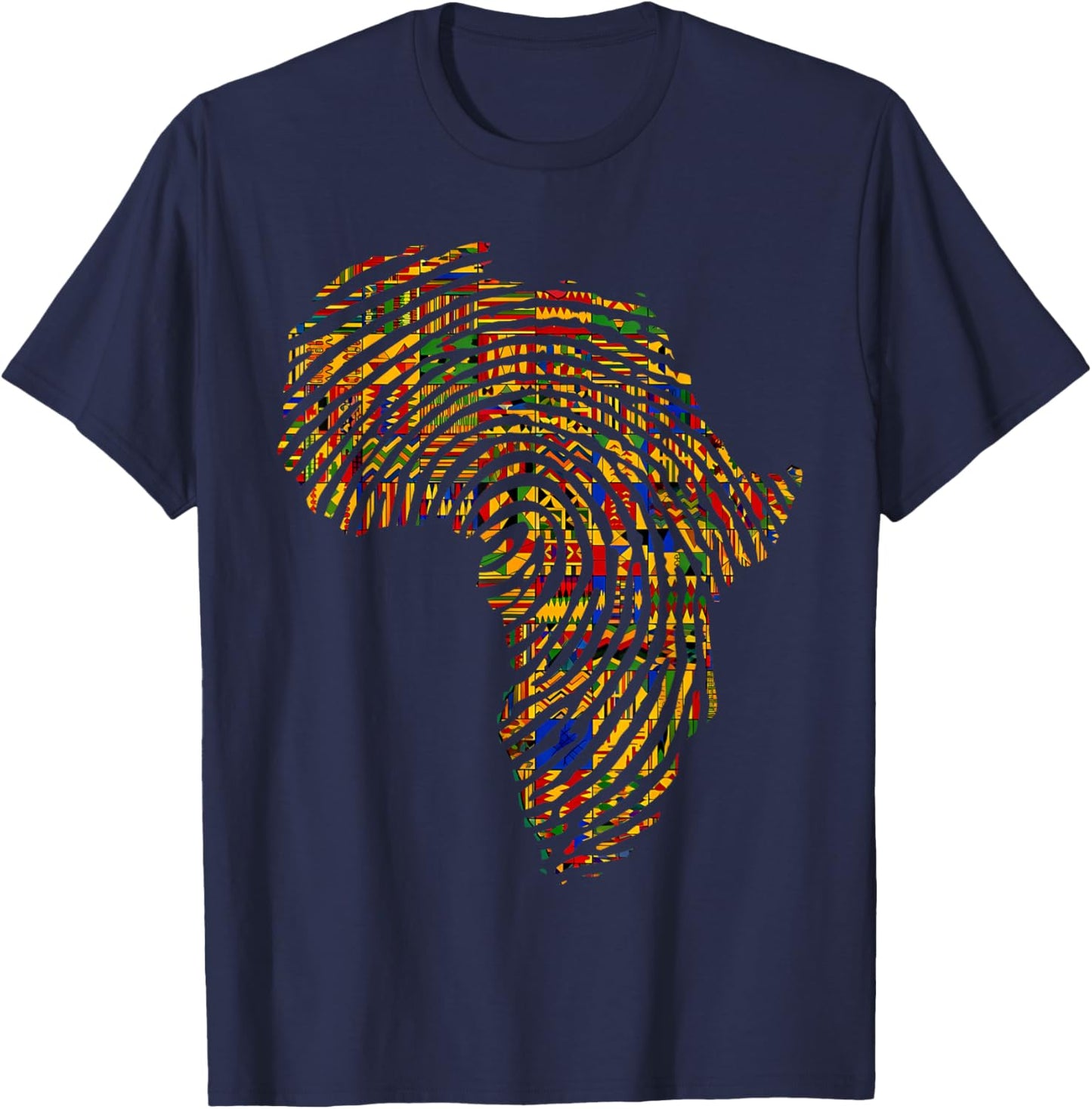 Africa Map Kente Cloth African Print Roots Traditional Art T-Shirt - T-Shirt | Navy