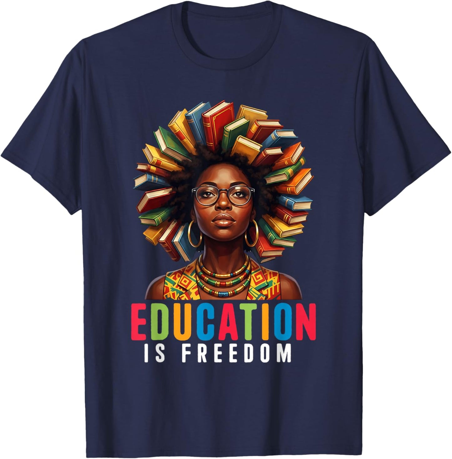 Black History Month Shirt Women Afro Black Women African T-Shirt - T-Shirt | Navy
