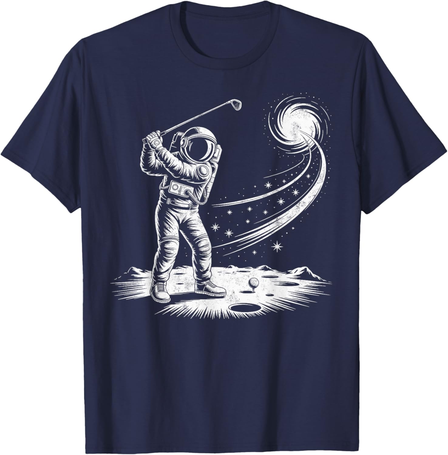 Vintage Astronaut Golf Player Golfing Golfer Joke Humor T-Shirt - T-Shirt | Navy
