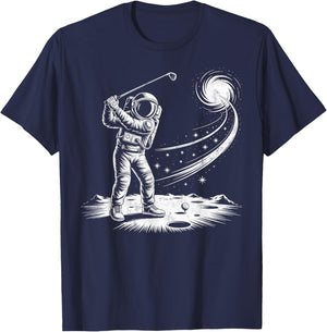 Vintage Astronaut Golf Player Golfing Golfer Joke Humor T-Shirt - T-Shirt | Navy