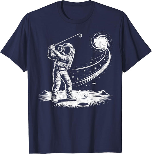 Vintage Astronaut Golf Player Golfing Golfer Joke Humor T-Shirt - T-Shirt | Navy