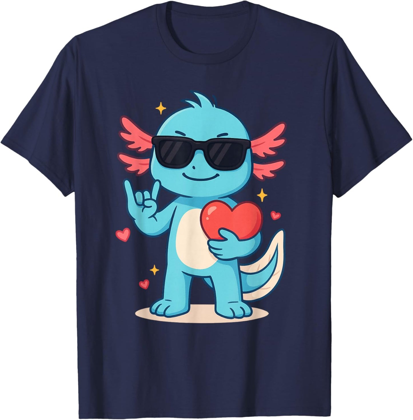 Cute Axolotl Valentines Day Love Funny Axolotl Boys Kids T-Shirt - T-Shirt | Navy