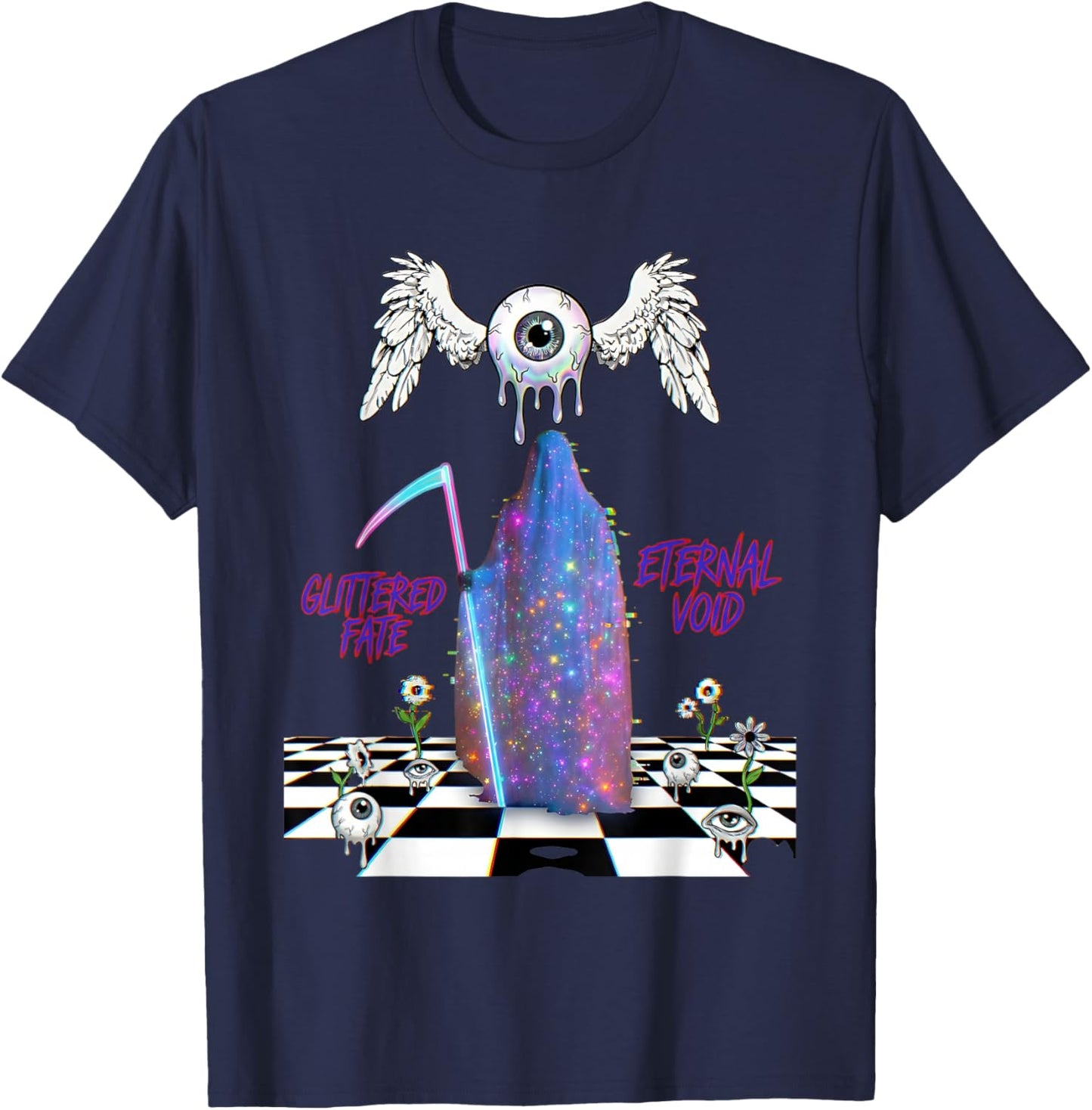Weirdcore Grim Reaper Galaxy Eye Art Dreamcore T-Shirt - T-Shirt | Navy