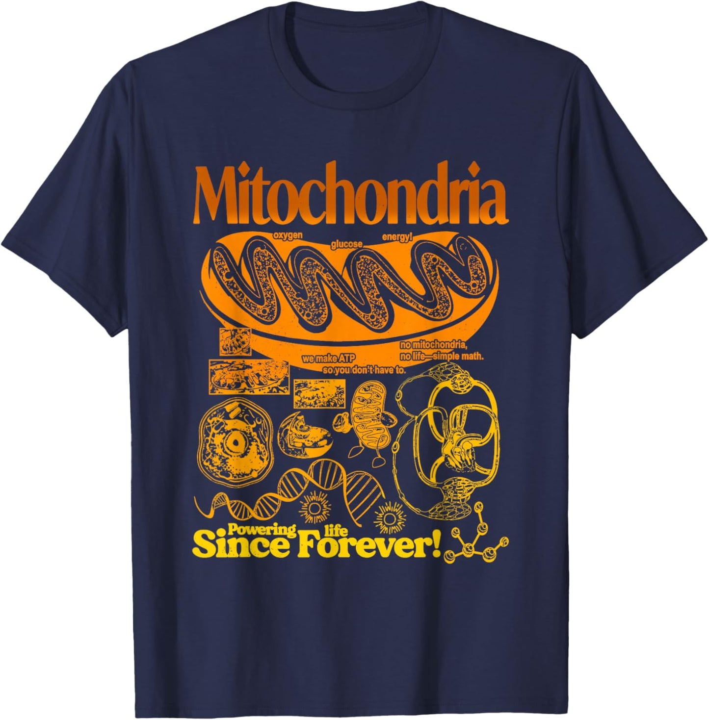 Mitochondria Vintage Science Retro Biology Cell Diagram T-Shirt - T-Shirt | Navy