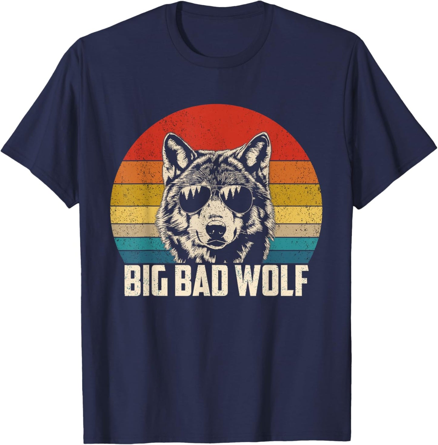 Wolf Spirit Big and Bad Wolf Wolf Pack Funny Wolves Retro T-Shirt - T-Shirt | Navy