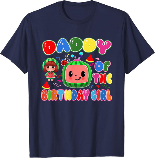 Daddy of The Birthday Girl Melon Family Matching Funny T-Shirt - T-Shirt | Navy