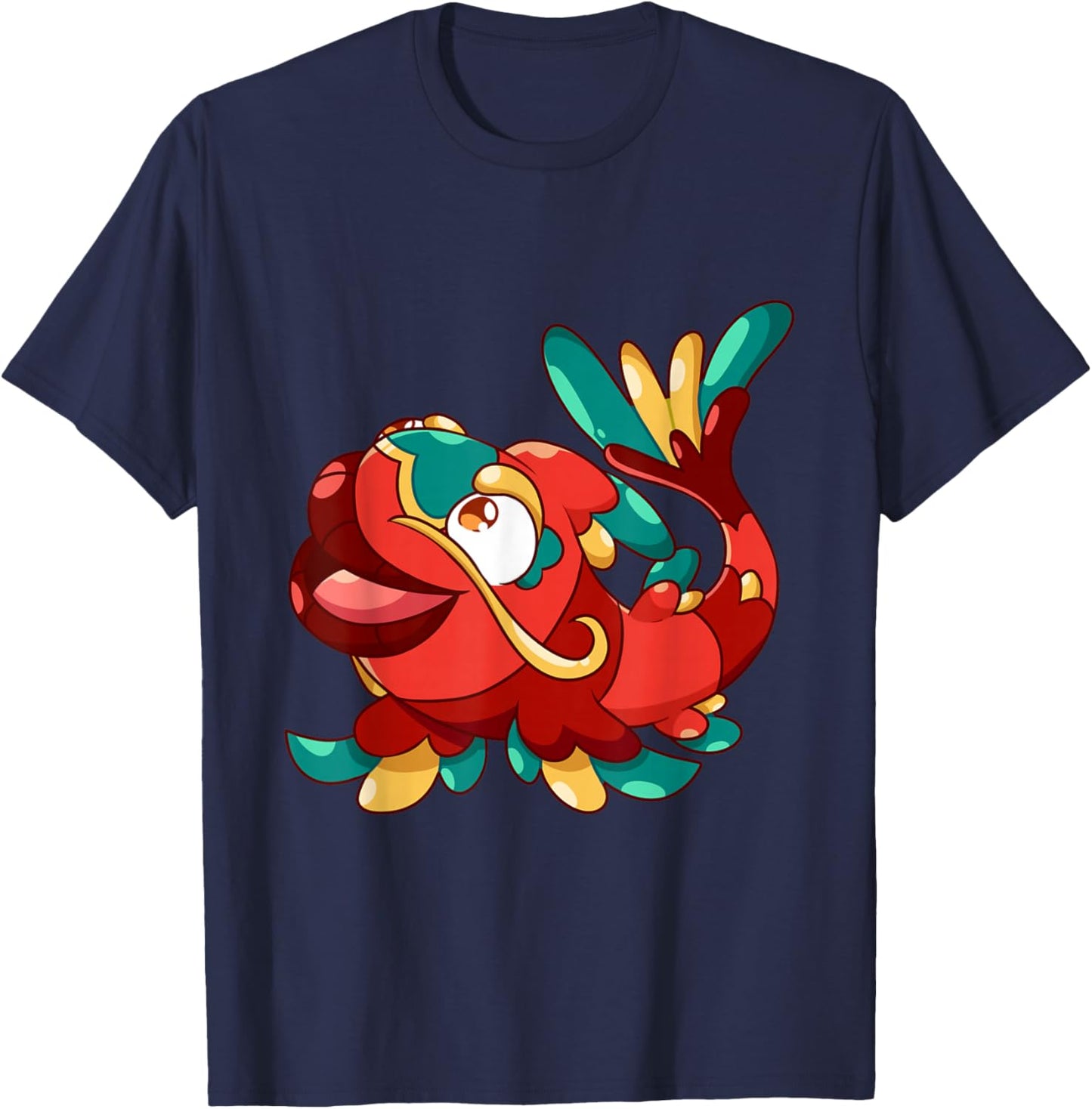 Cute Funny Sweet Oriental Cartoon Fish Fishing T-Shirt - T-Shirt | Navy