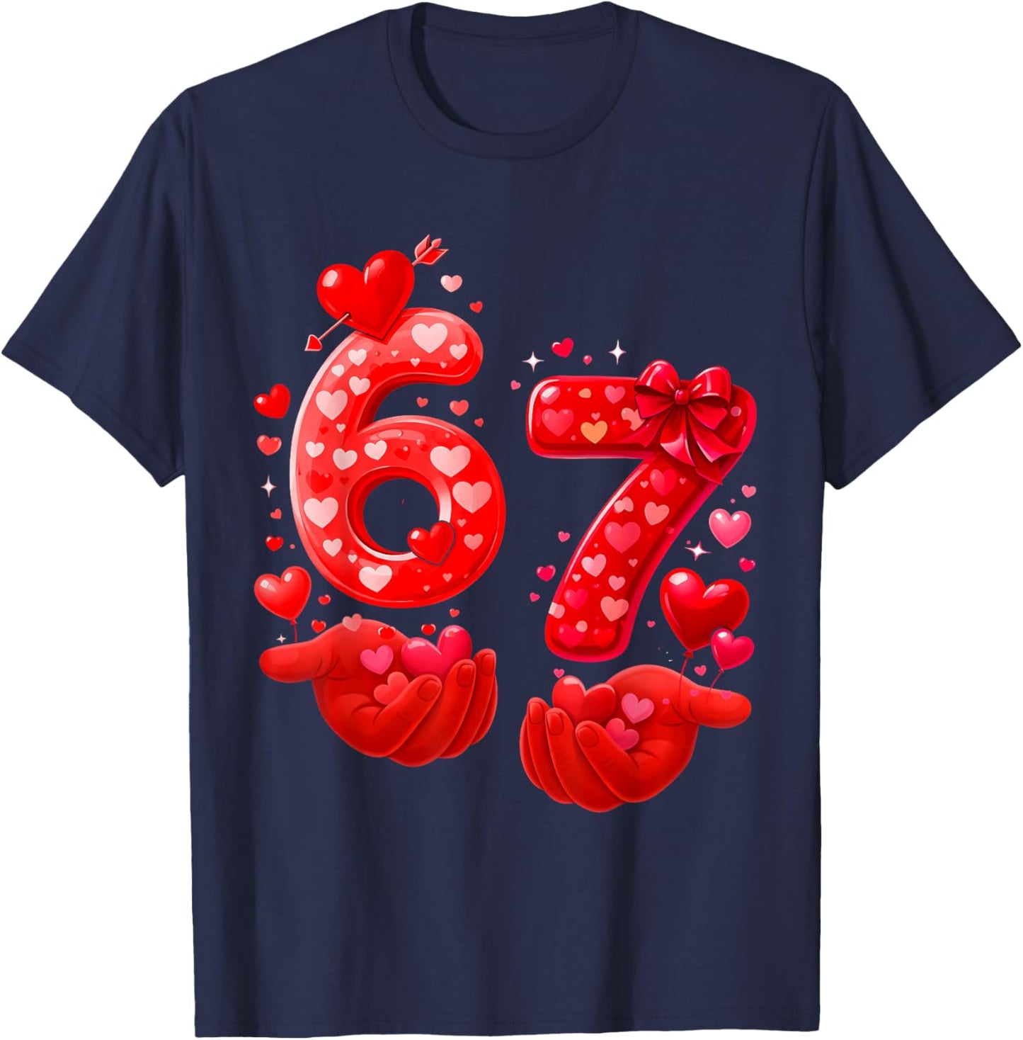 67 Valentine Six Seven Bruh Funny Boys Girls Kids T-Shirt - T-Shirt | Navy