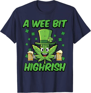 St Patricks Day Wee Bit Funny Saint Pattys Weed Men Women T-Shirt - T-Shirt | Navy