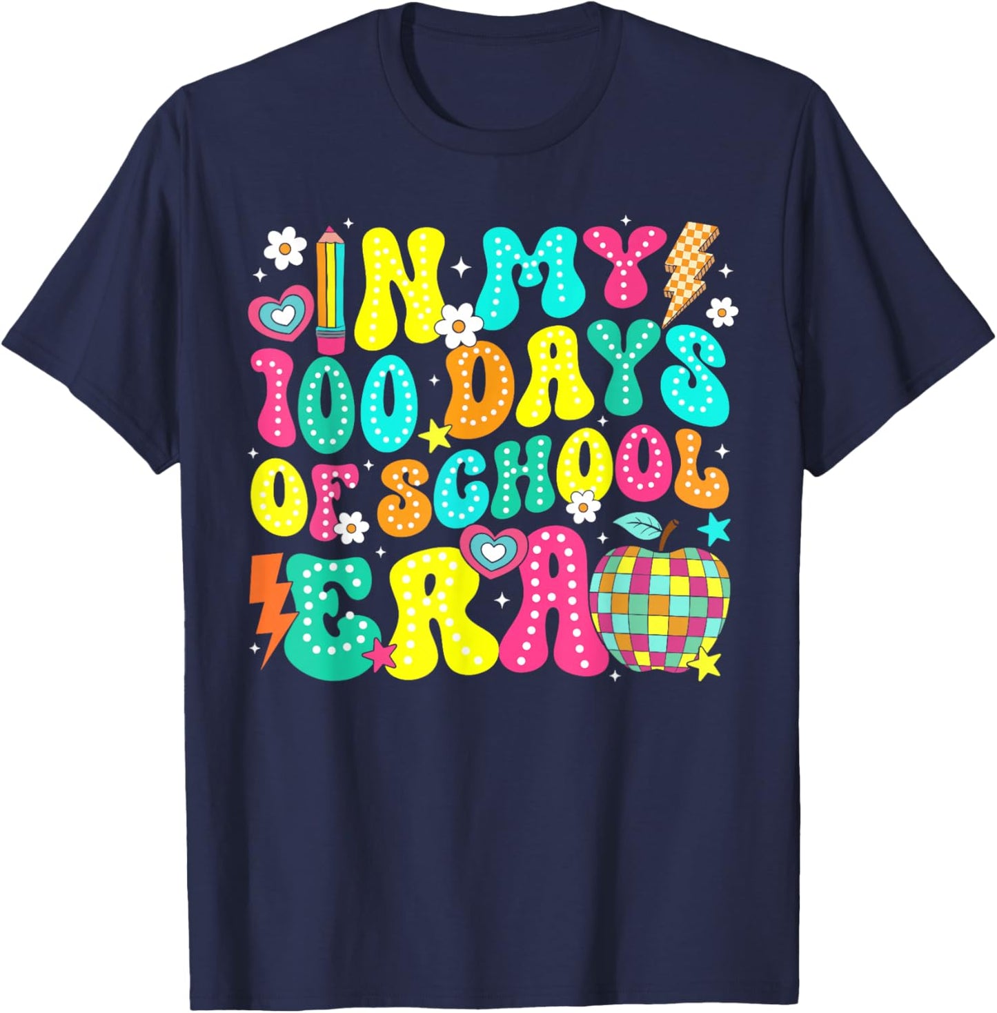 in My 100 Days of School Era Retro 100th Day of School T-Shirt - T-Shirt | Navy