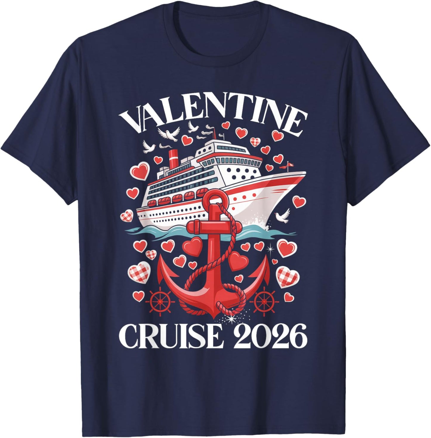 Cute Valentine Cruise 2026 Matching Couple Holiday T-Shirt - T-Shirt | Navy