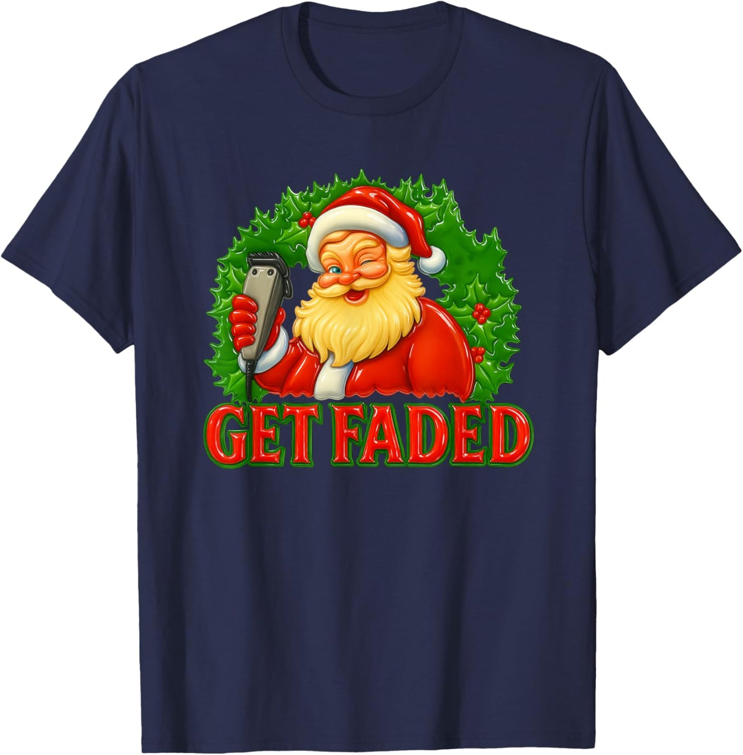 Christmas Barber Get Faded T-Shirt - T-Shirt | Navy