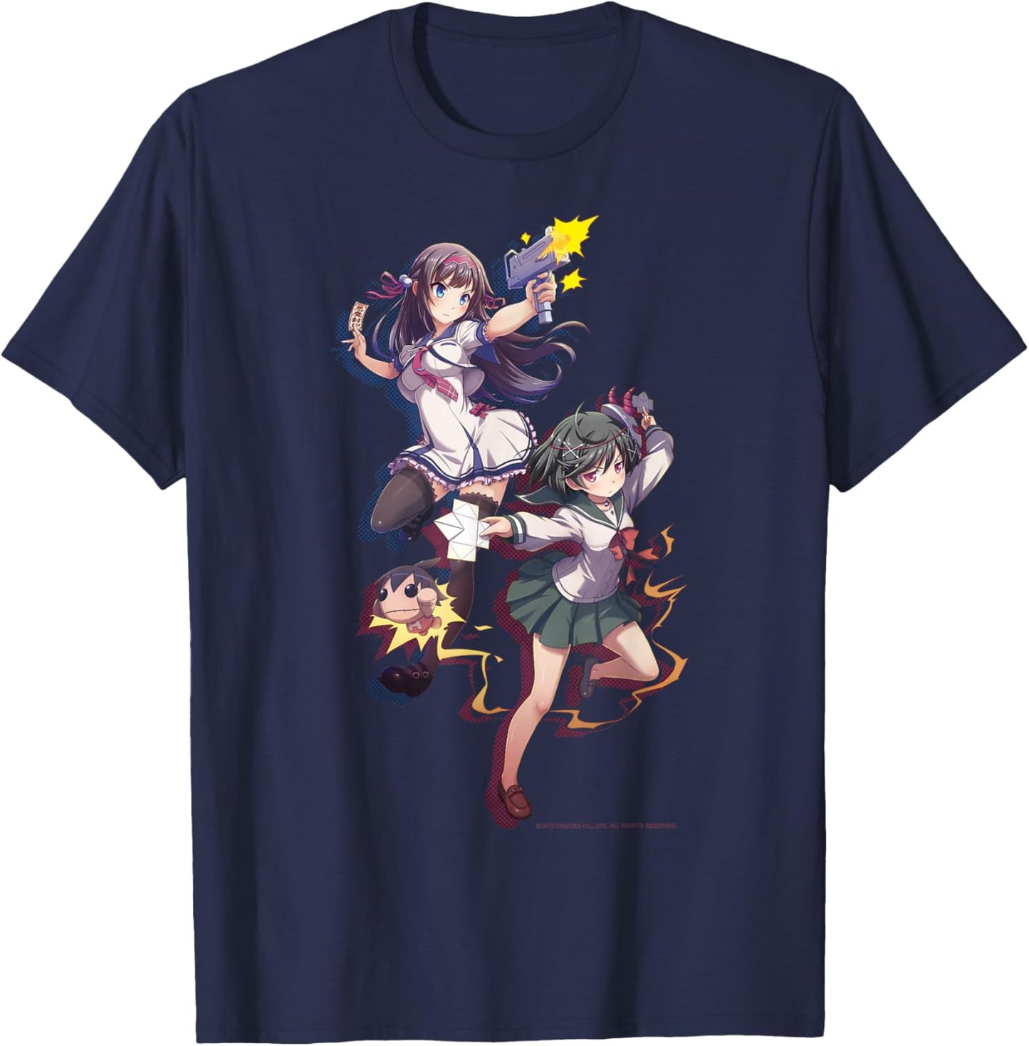 GalGun Double Peace 001 Shinobu & Maya T-Shirt - T-Shirt | Navy