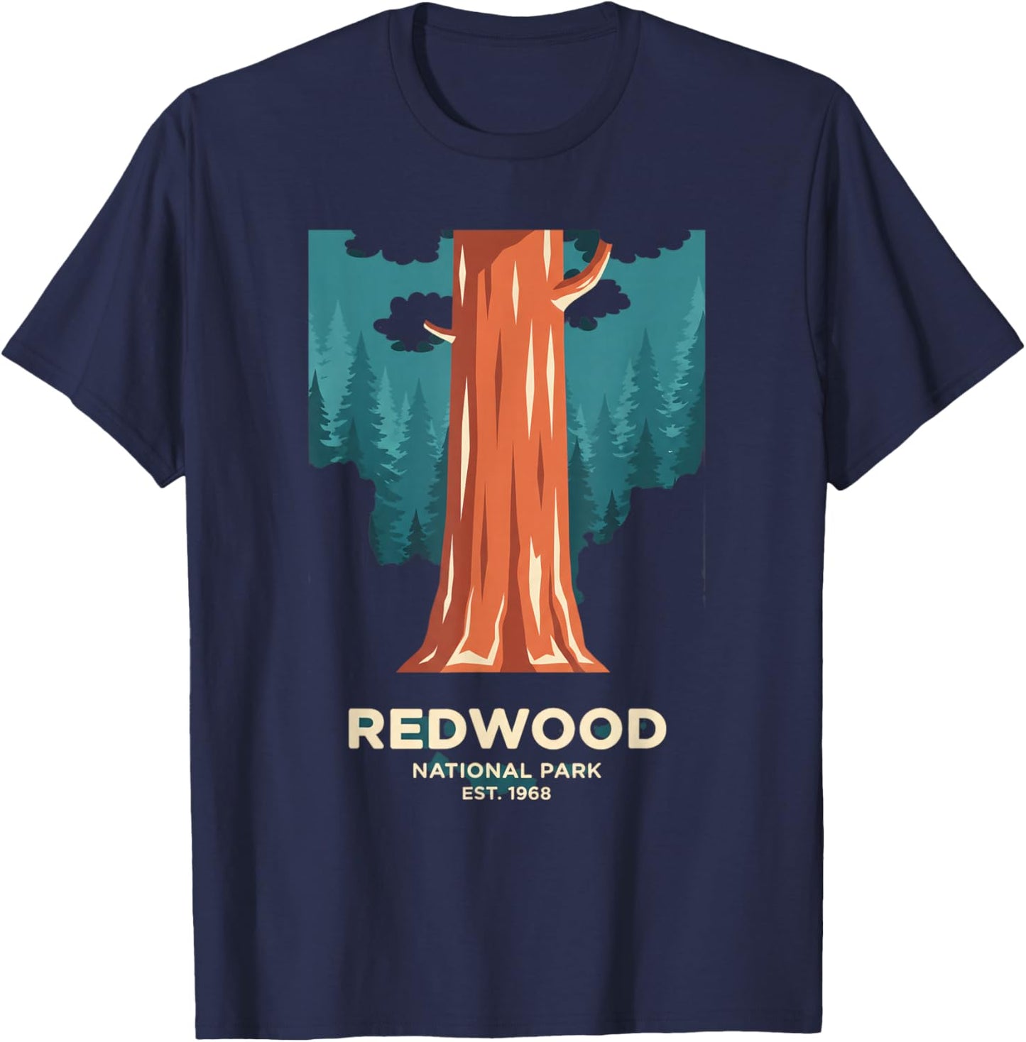 Redwood National Park Est 1968 Kids Forest Tree Nature T-Shirt - T-Shirt | Navy
