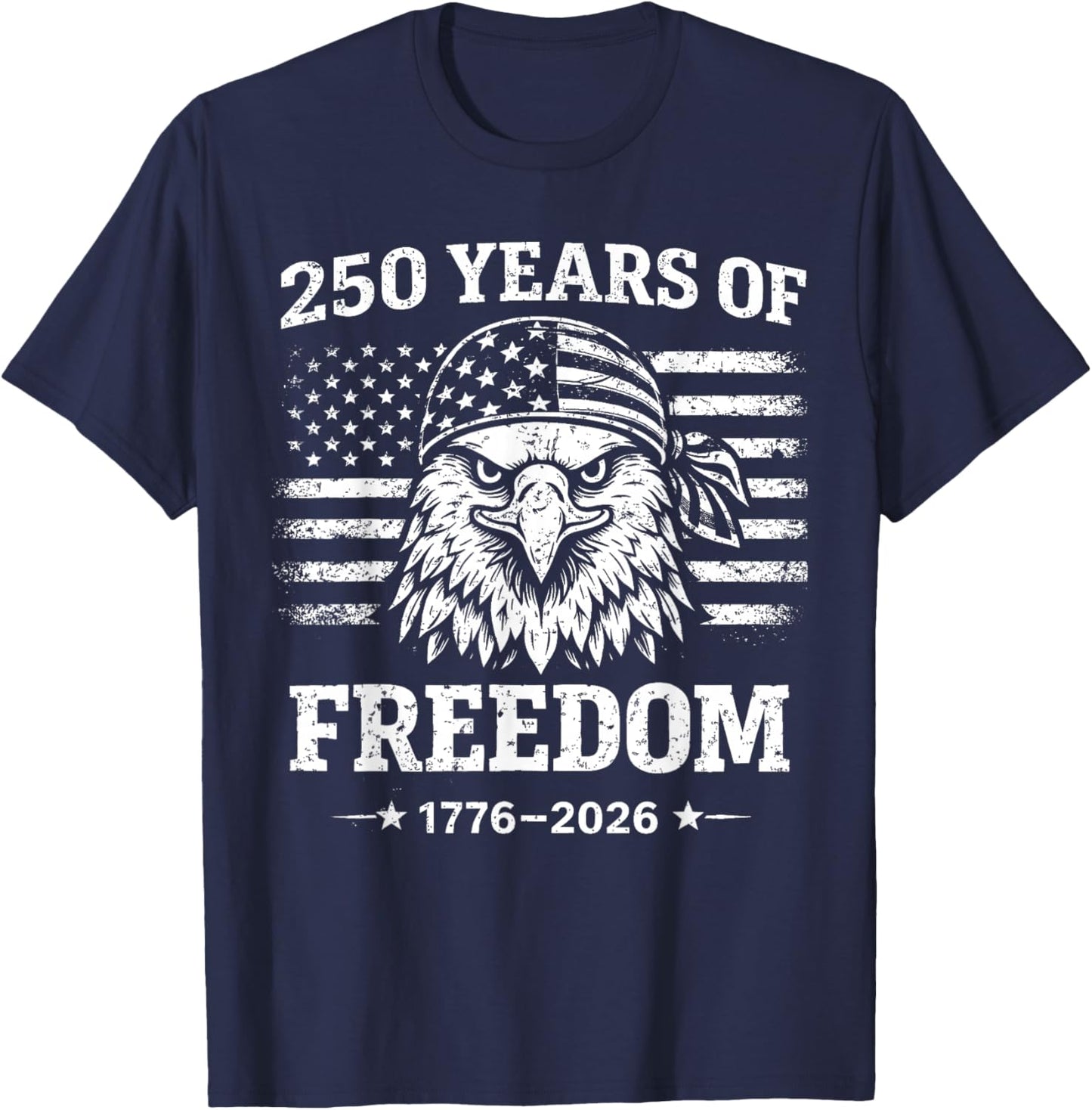 Flag Vintage 250 Years American 1776 2026 250th USA Birthday T-Shirt - T-Shirt | Navy