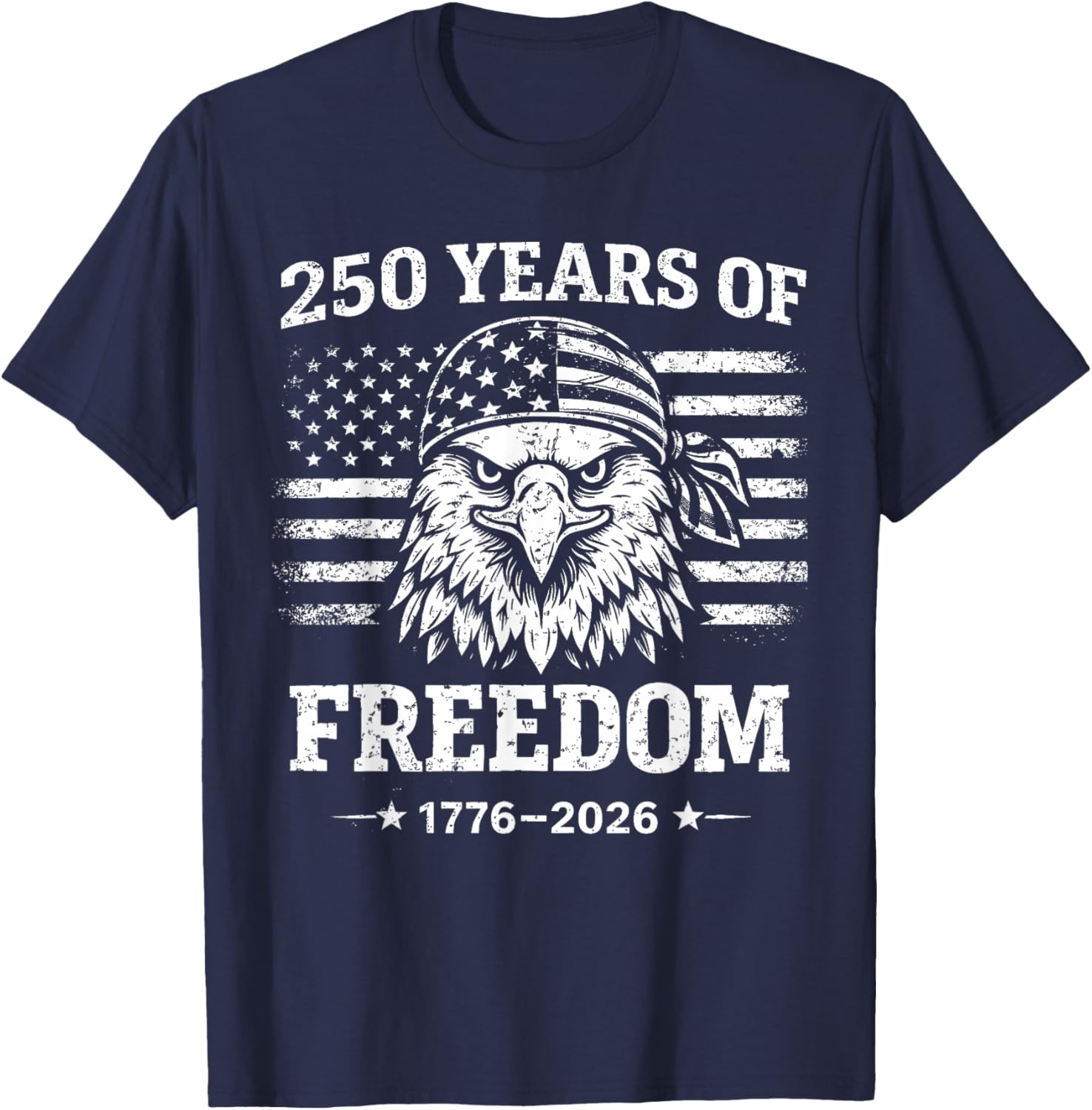 Flag Vintage 250 Years American 1776 2026 250th USA Birthday T-Shirt - T-Shirt | Navy