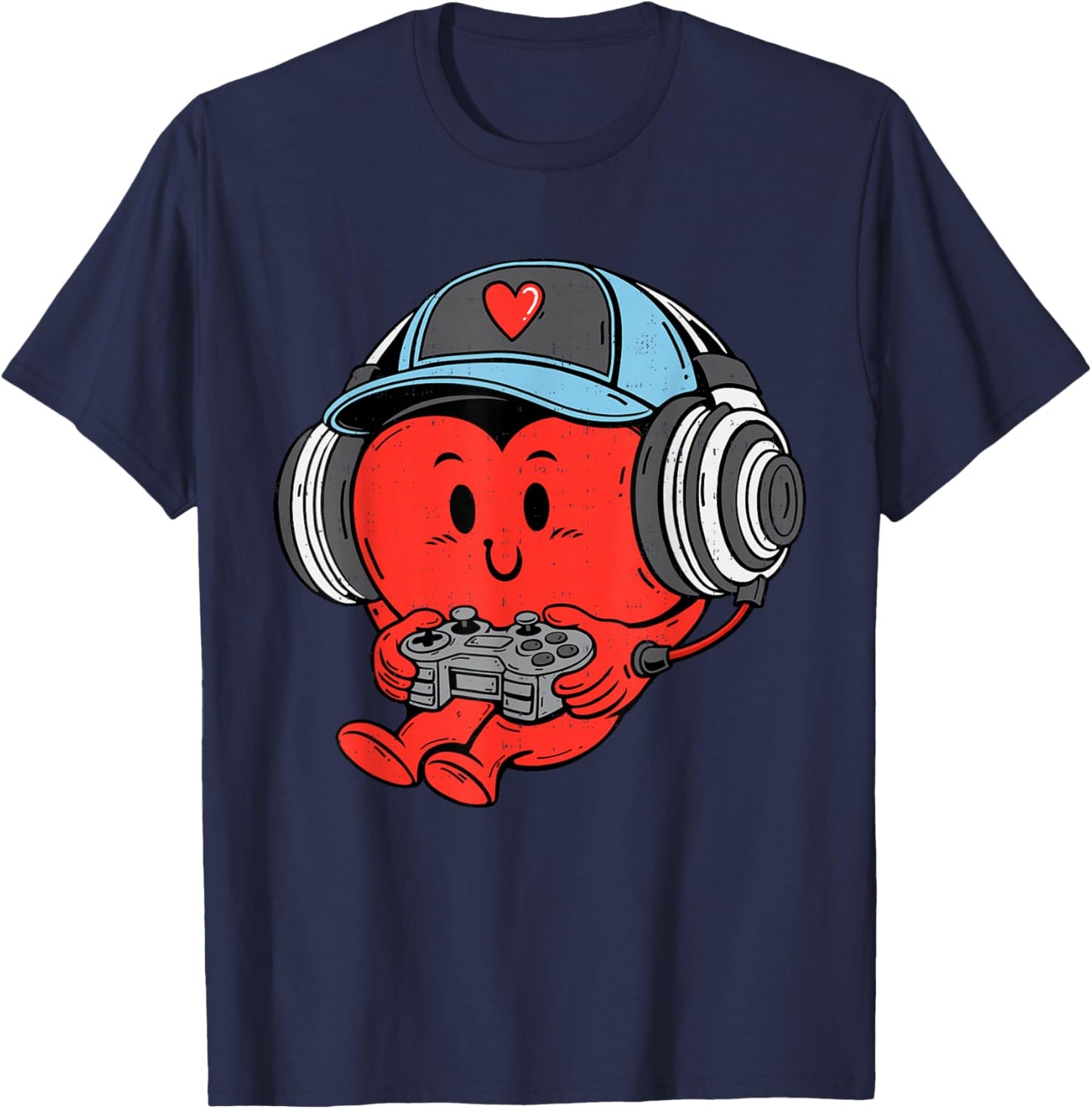 Video Game Gamer Heart Valentines Day Gaming Boys Teen Youth T-Shirt - T-Shirt | Navy