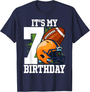 It's My 7th Birthday Boy 7 Year Old Football Player Kids T-Shirt - T-Shirt | Navy