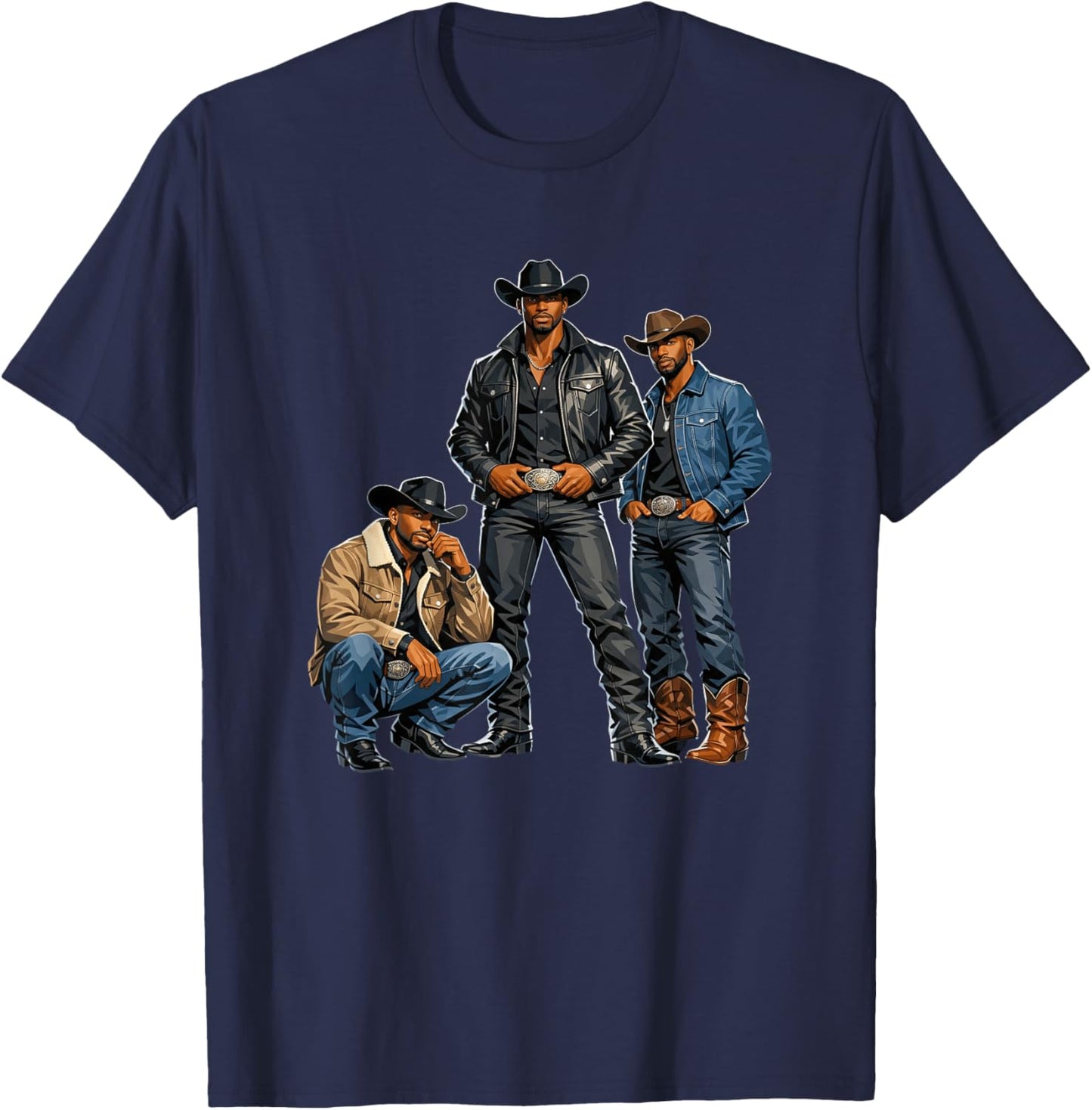 Western Cowboy Melanin Black History African Texas Rodeo Men T-Shirt - T-Shirt | Navy