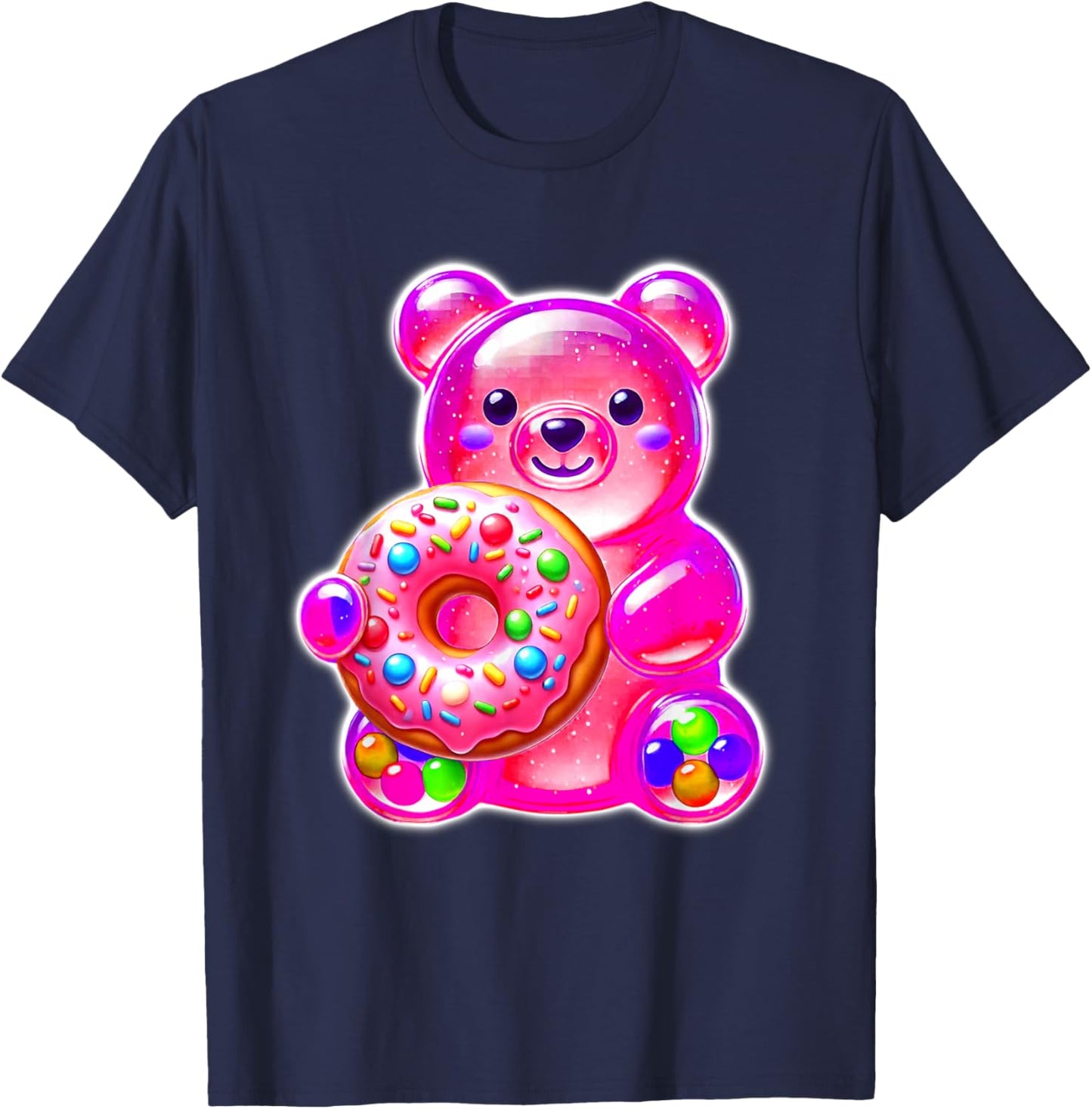 Gummy Bear Candy Donut Pink T-Shirt - T-Shirt | Navy
