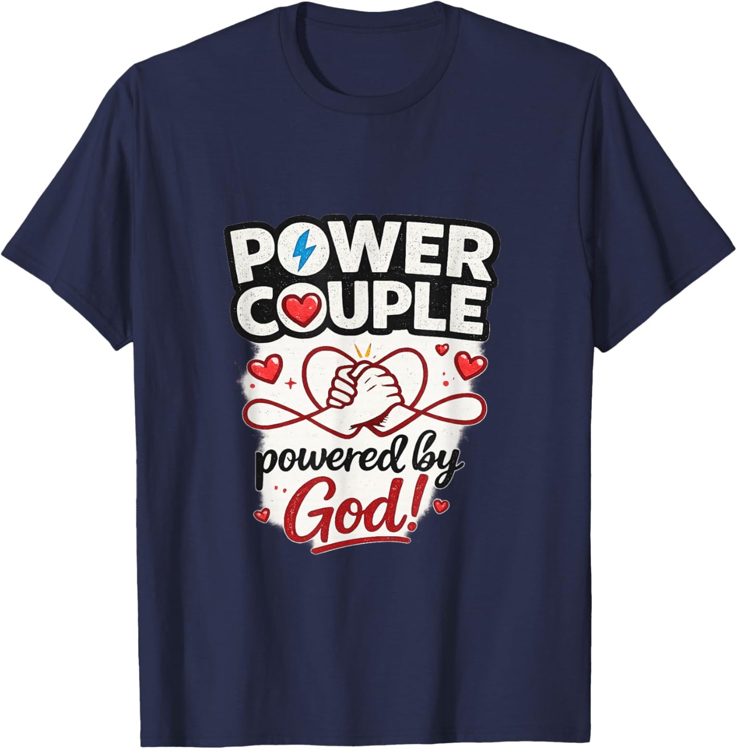 Christian Couples Matching Shirt Power Couple Valentines Day T-Shirt - T-Shirt | Navy