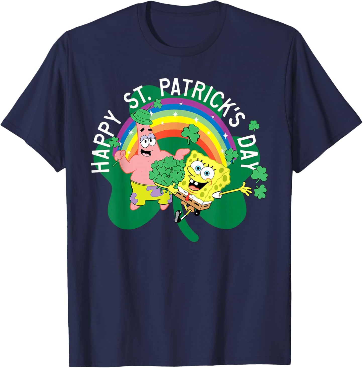Spongebob Squarepants St. Patrick's Day Holiday Duo Portrait T-Shirt - T-Shirt | Navy