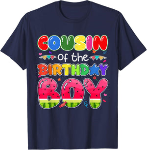 Cousin of The Birthday Boy Melon Family Matching Funny T-Shirt - T-Shirt | Navy