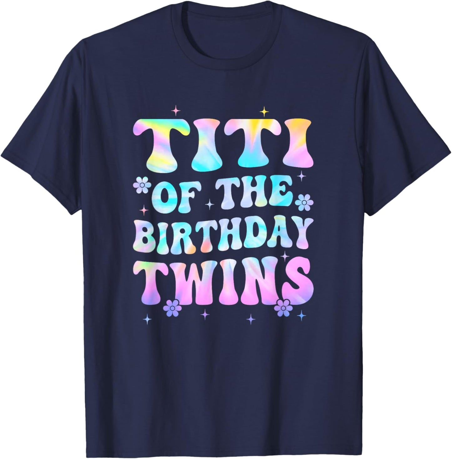 Titi of The Birthday Twins Girls Kids Party Retro Bday T-Shirt - T-Shirt | Navy