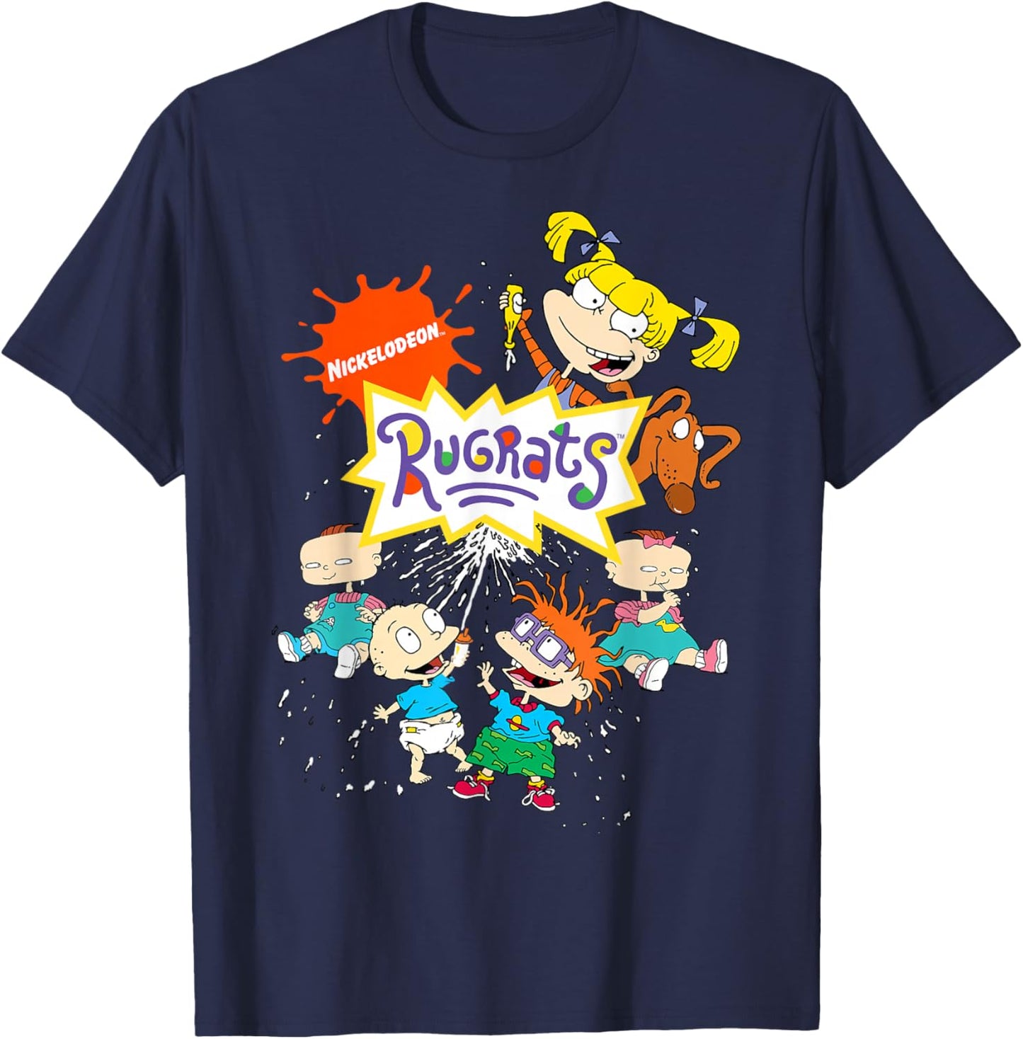 Rugrats Logo with Nick Logo and Rugrats Characters T-Shirt - T-Shirt | Navy