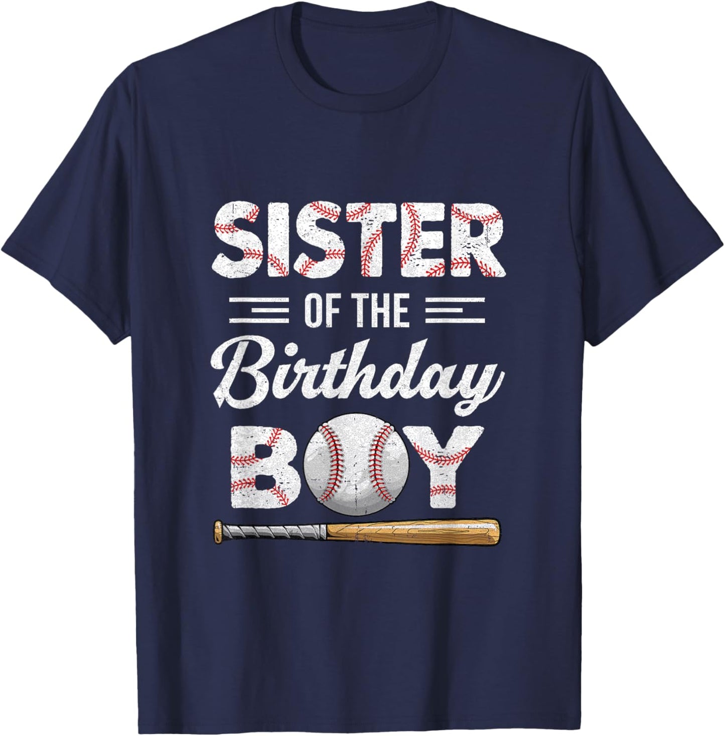 Sister of The Birthday Boy Baseball Matching Family T-Shirt - T-Shirt | Navy