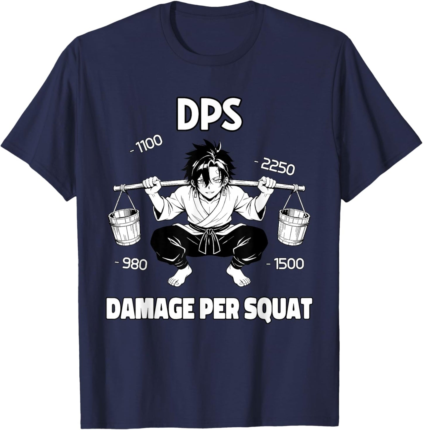 Funny Gym Anime Manga Gamer DPS Squat T-Shirt - T-Shirt | Navy