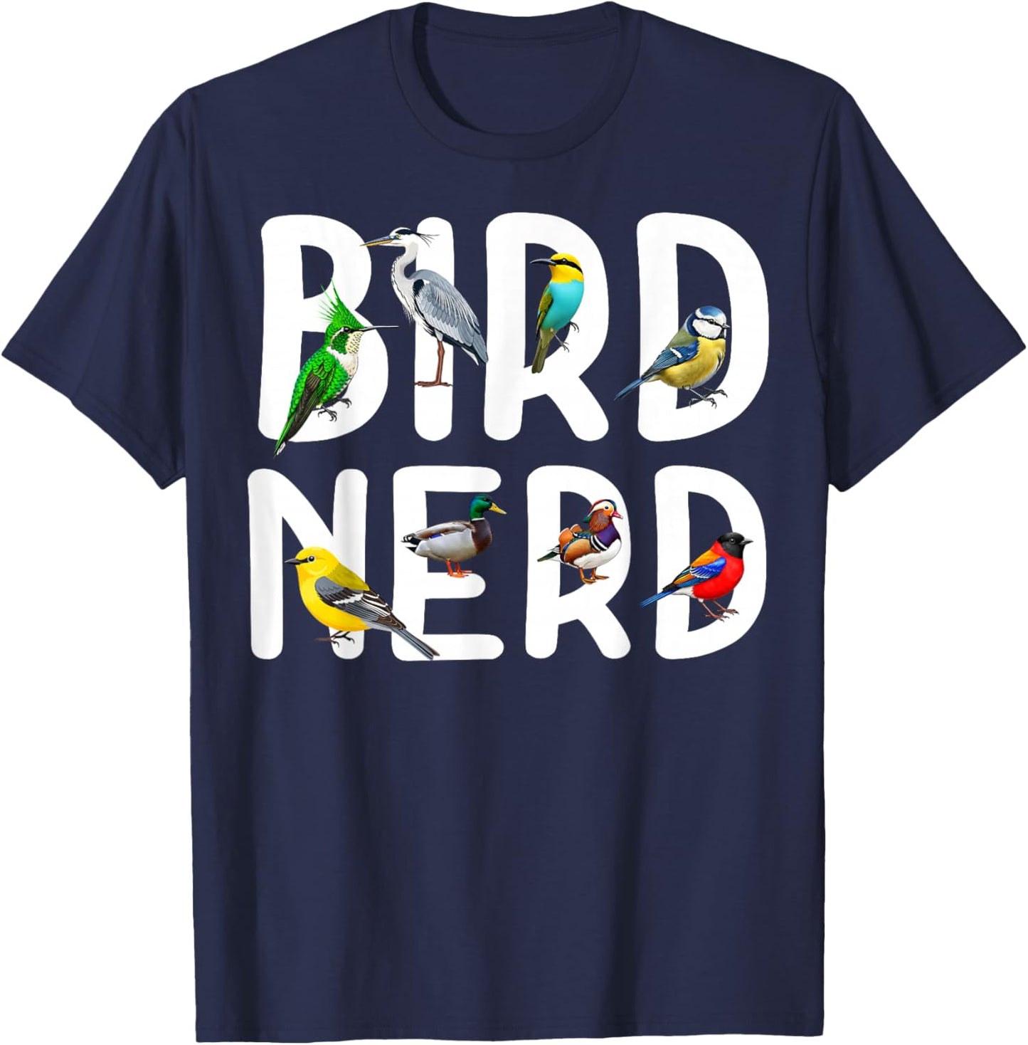 Funny Bird Nerd Colorful Birdwatcher Geek Ornithologist T-Shirt - T-Shirt | Navy