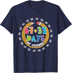 67 33 Days of School Six Seven Meme 100th Day of School T-Shirt - T-Shirt | Navy