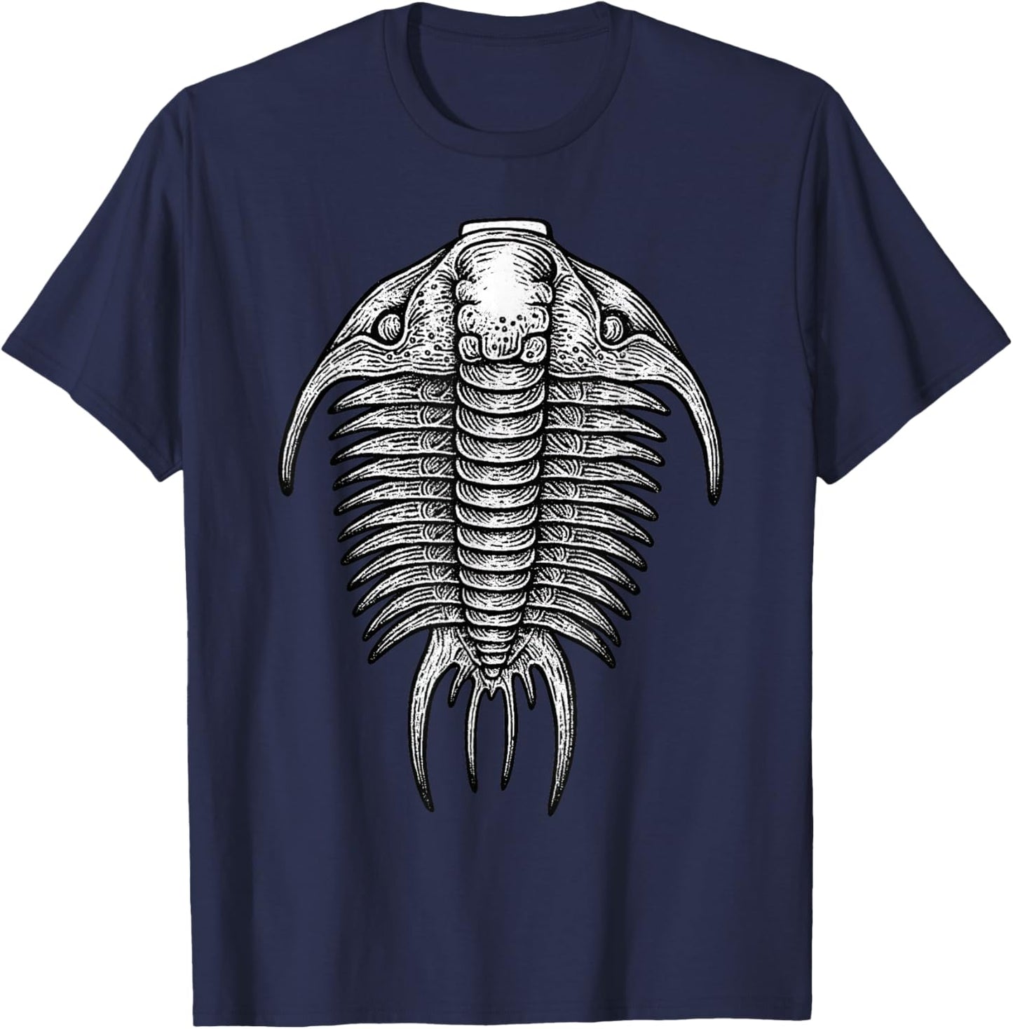 Trilobite Fossil Ancient Arthropod Dorsal View Paleontology T-Shirt - T-Shirt | Navy