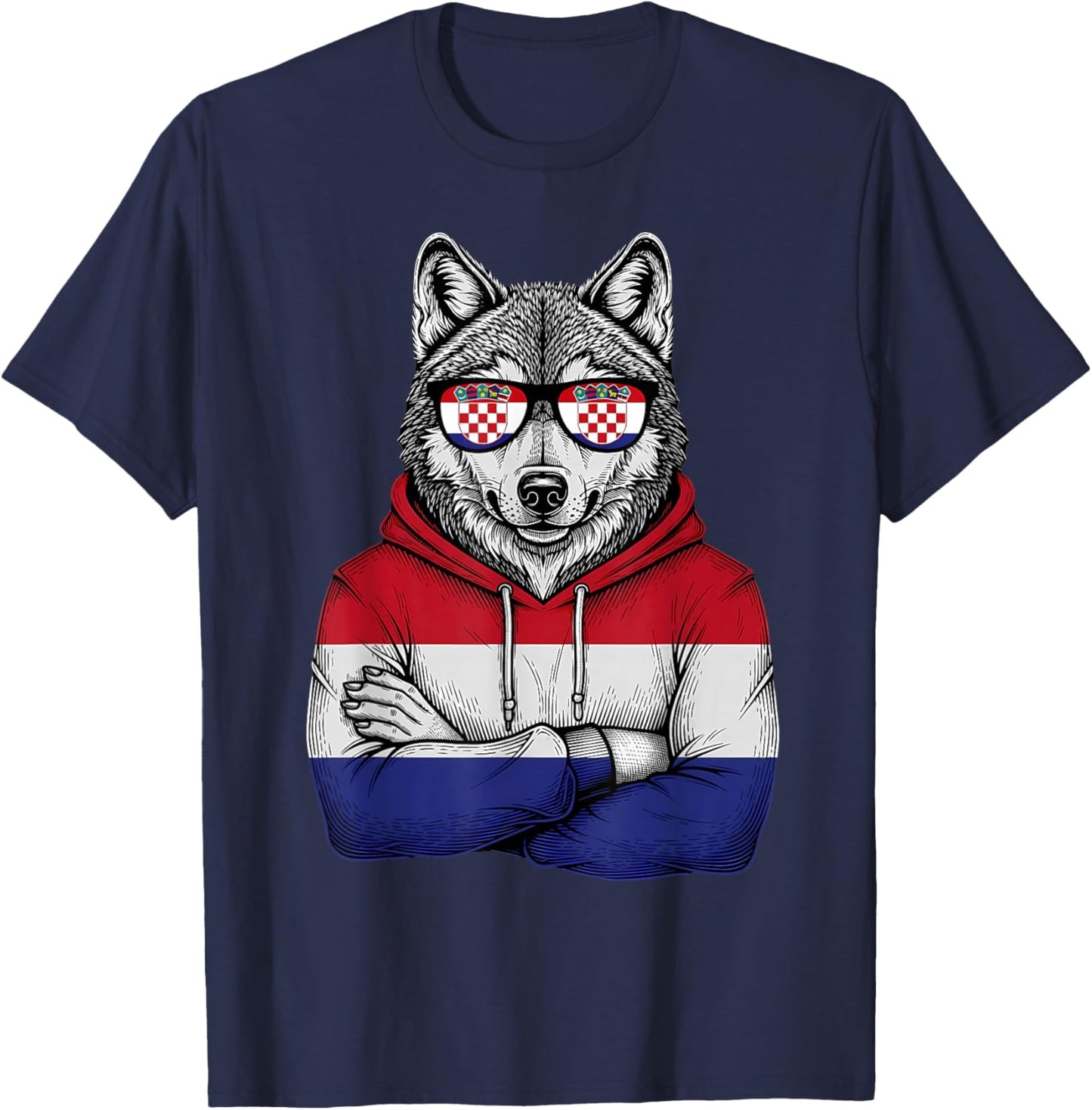 Croatia Flag Wolf Croatian Roots Hrvatska T-Shirt - T-Shirt | Navy