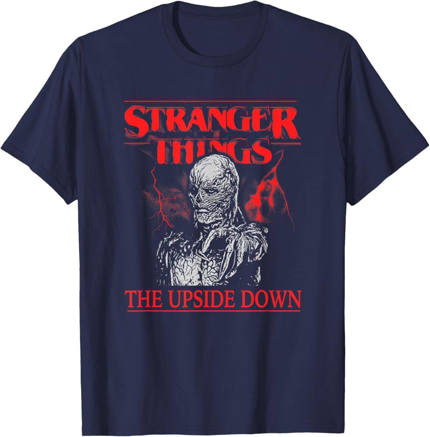 Stranger Things The Upside Down Vecna Rises B&W Portrait T-Shirt - T-Shirt | Navy