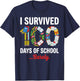 I Survived 100 Days of School Barely Funny Student Teacher T-Shirt - T-Shirt | Navy