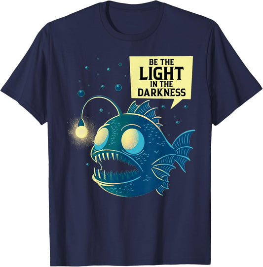 Be The Light in The Darkness - Anglerfish T-Shirt - T-Shirt | Navy