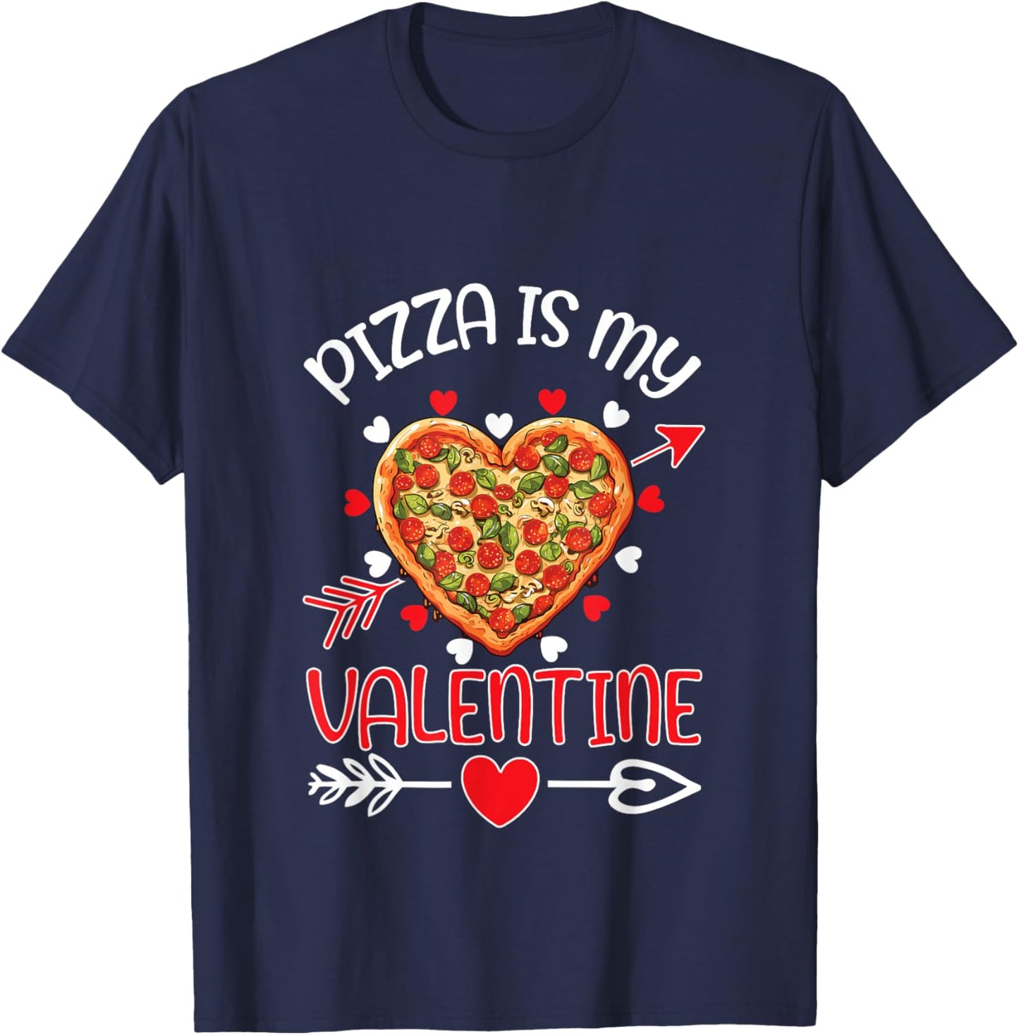Pizza is My Valentine Funny Valentines Day Boys Kids T-Shirt - T-Shirt | Navy