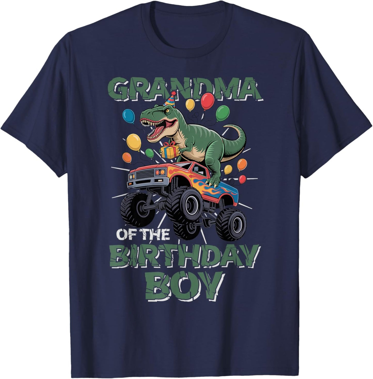 Grandma of The Birthday Party Outfit Monster Truck Grandma T-Shirt - T-Shirt | Navy