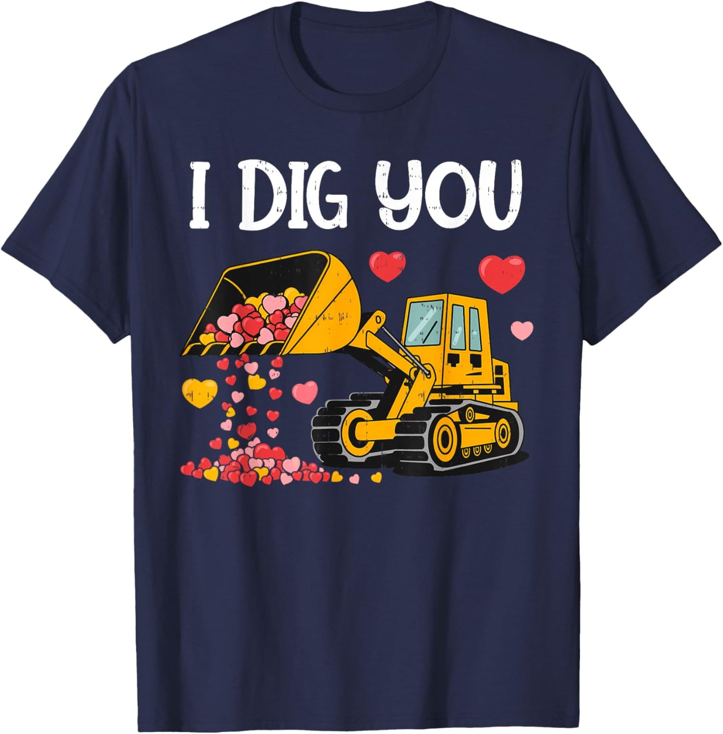 Construction Hearts Valentines Day for Teens Boys Girls Kids T-Shirt - T-Shirt | Navy
