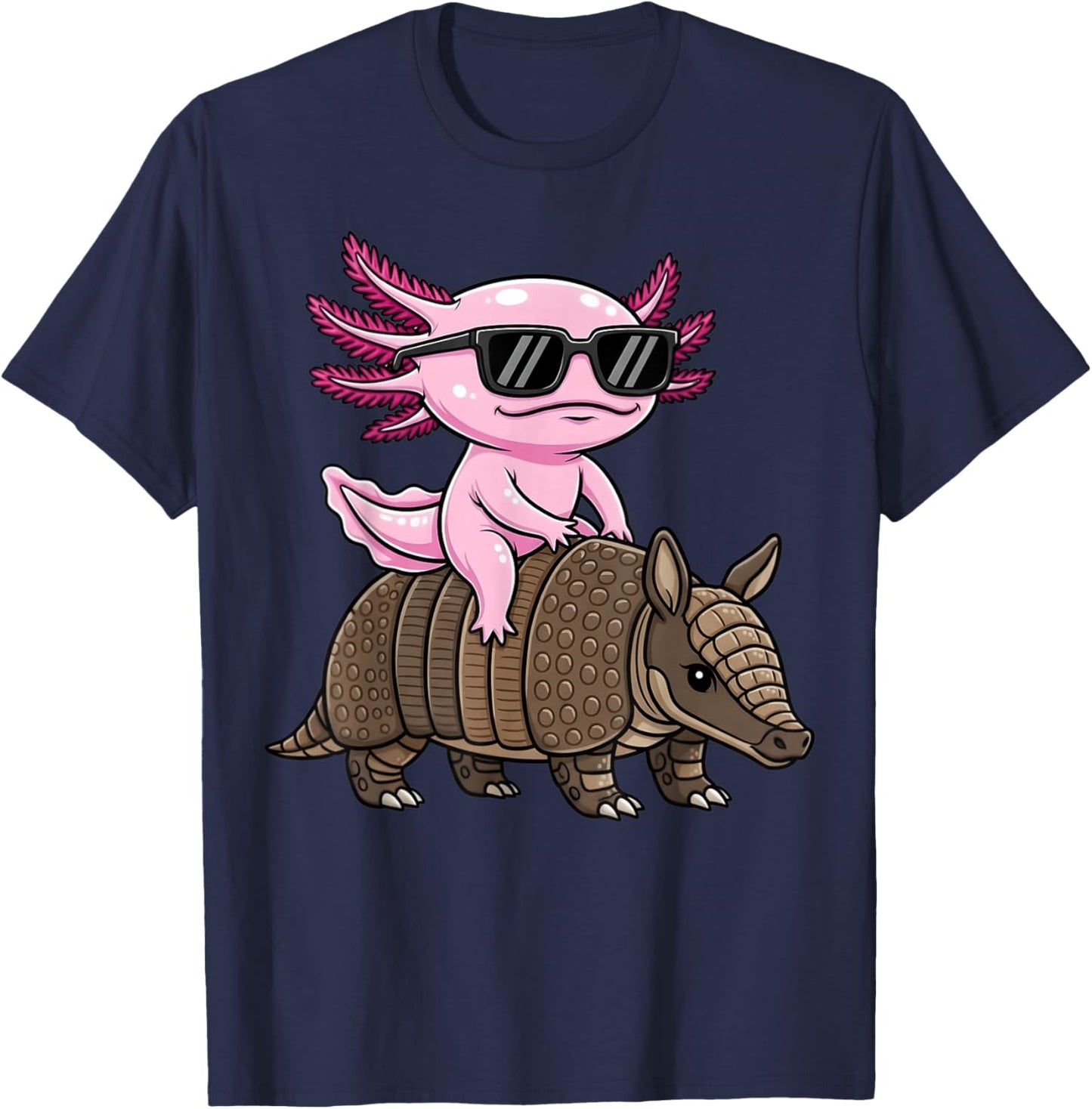 Cute Armadillo Axolotl Graphic Animal Lover Kids Boys T-Shirt - T-Shirt | Navy
