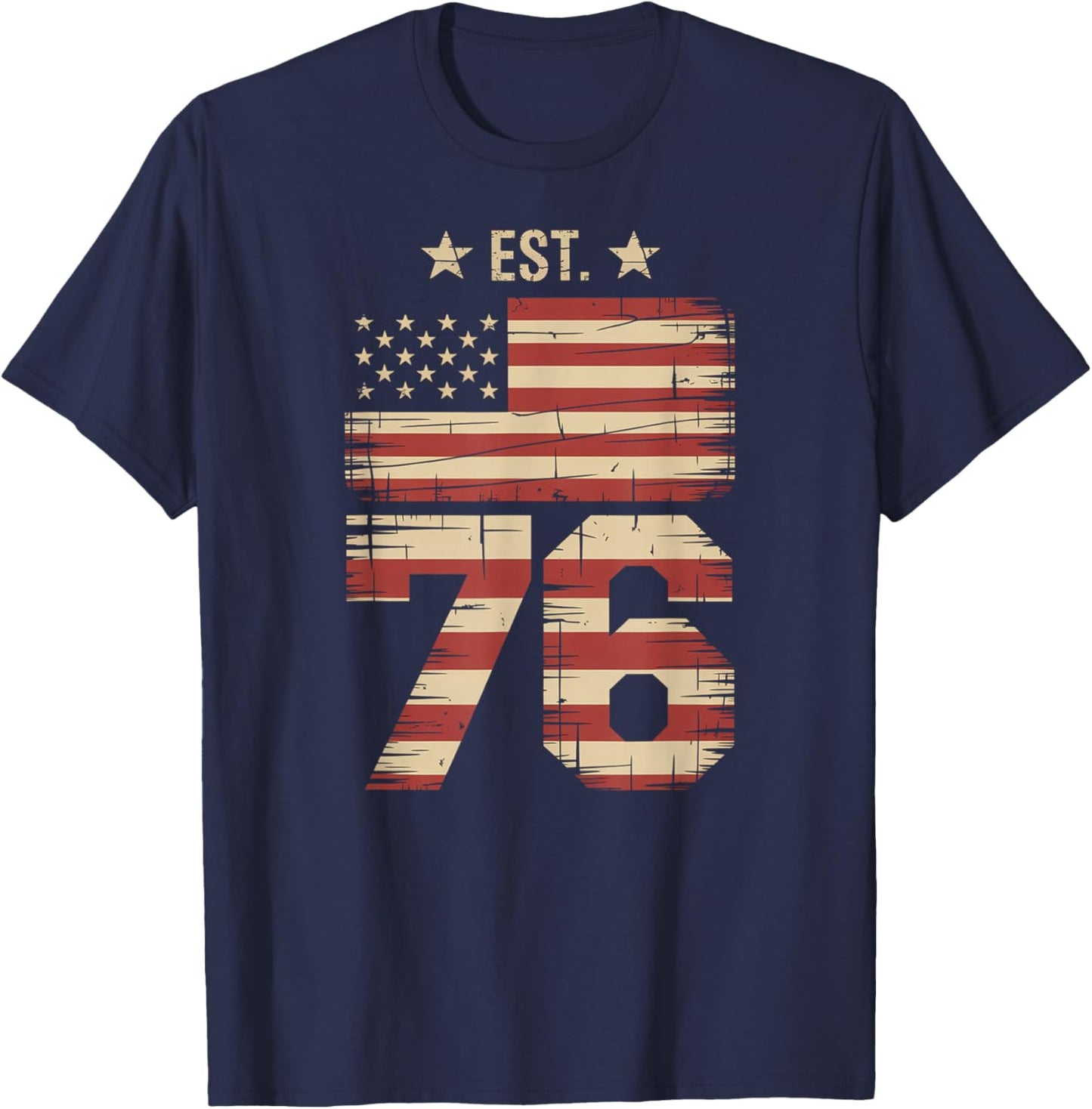 4th of July 6 7 USA Flag Patriotic Independence 76 T-Shirt - T-Shirt | Navy