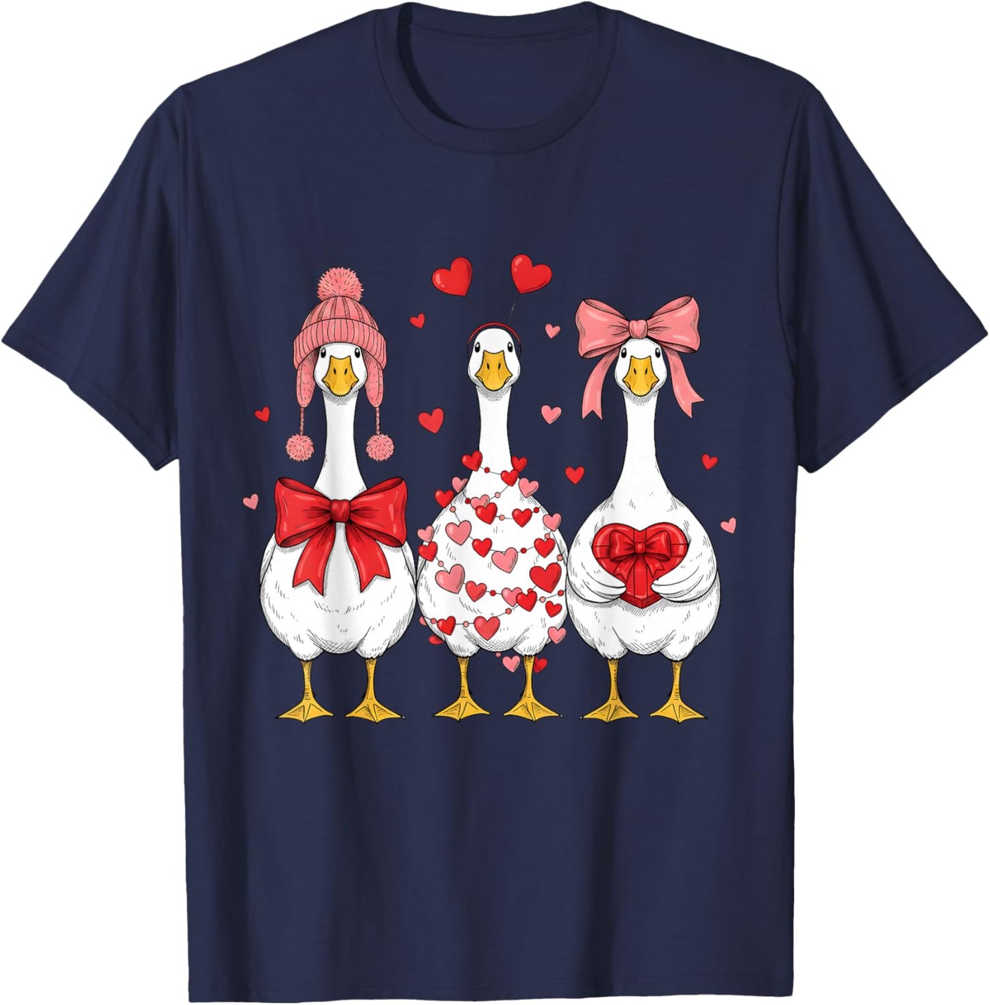 Funny Valentine Silly Goose Valentine's Day Women Girls T-Shirt - T-Shirt | Navy