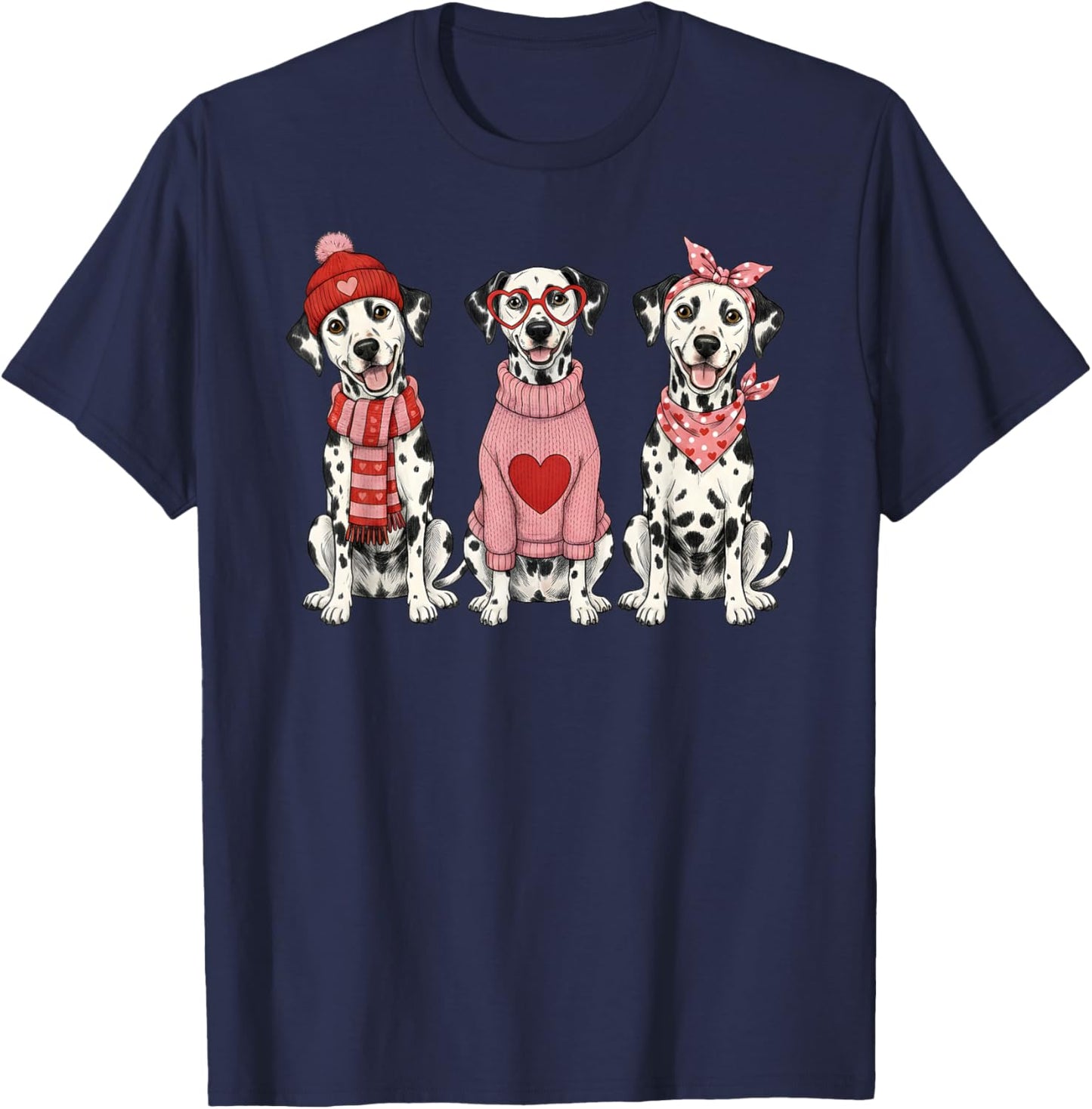 Cute Dalmatian Valentine Dog T-Shirt - T-Shirt | Navy