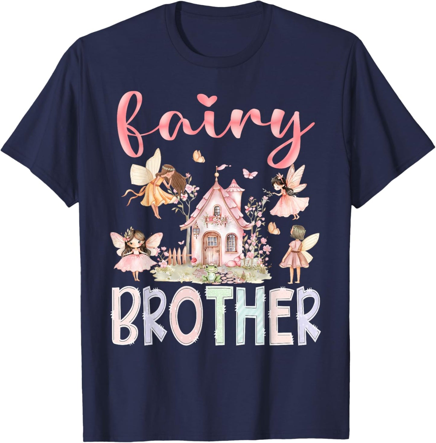 Fairy Brother Magical Floral Funny Birthday Girl Fairytale T-Shirt - T-Shirt | Navy