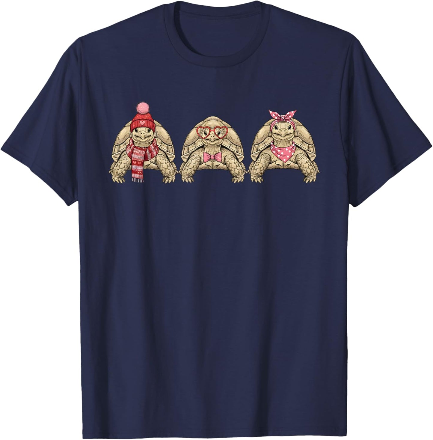 Retro Sulcata Tortoise Cute Valentine T-Shirt - T-Shirt | Navy